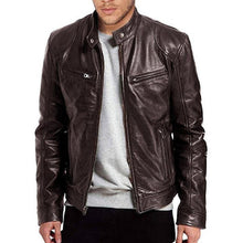Load image into Gallery viewer, Leather Biker Collar Jacket