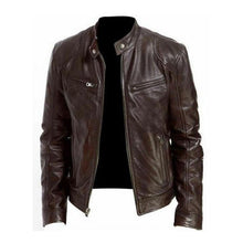 Load image into Gallery viewer, Leather Biker Collar Jacket