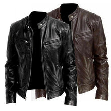 Load image into Gallery viewer, Leather Biker Collar Jacket