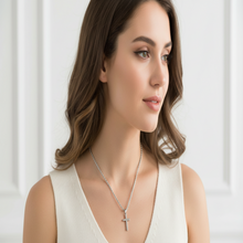 Load image into Gallery viewer, Stainless Steel Cross Pendant Necklace with Silver Link Chain and Hook Closure