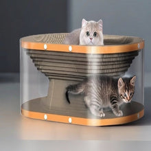 Load image into Gallery viewer, Cardboard Cat Scratching Board with Nest Resting Area and Corrugated Texture, 17.7 Inches