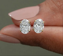 Load image into Gallery viewer, Moissanite Stud Earrings Oval Cut with D Color VVS1 Clarity and 925 Sterling Silver