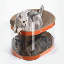 Load image into Gallery viewer, Cardboard Cat Scratching Board with Nest Resting Area and Corrugated Texture, 17.7 Inches