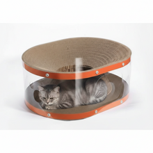 Load image into Gallery viewer, Cardboard Cat Scratching Board with Nest Resting Area and Corrugated Texture, 17.7 Inches