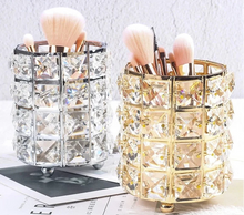 Load image into Gallery viewer, Makeup Brush Holder with Crystal Beads and Stainless Steel Frame, Gold or Silver