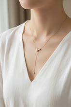 Load image into Gallery viewer, Moissanite Marquise Lariat Necklace with Sterling Silver Tassel and Adjustable Drop, D Color VVS1