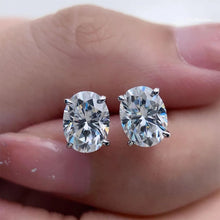 Load image into Gallery viewer, Moissanite Stud Earrings Oval Cut with D Color VVS1 Clarity and 925 Sterling Silver