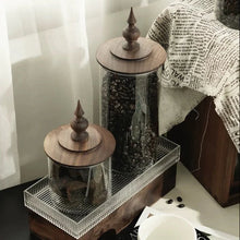 Load image into Gallery viewer, Medieval Retro Glass Canister with Walnut Lid