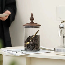 Load image into Gallery viewer, Medieval Retro Glass Canister with Walnut Lid