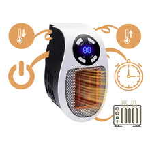 Load image into Gallery viewer, Mini Electric Space Heater, Portable Ceramic Plug-In Heater with Thermostat and Timer