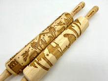 Load image into Gallery viewer, Nativity Scene Embossed Rolling Pin for Imprinting Cookies, Fondant, Salt Dough Ornaments and Pottery
