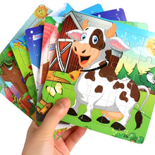 Load image into Gallery viewer, 3D Wooden Puzzle for Toddlers, Montessori Educational Toy with Animals and Vehicles
