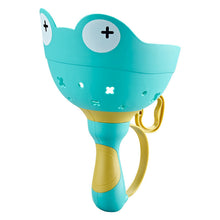 Load image into Gallery viewer, Pull String Flying Propeller Toy with Frog Design and Six Propellers in Three Colors
