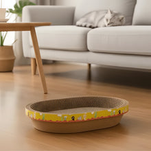 Load image into Gallery viewer, Multifunctional Oval Cat Scratching Board and Lounging Corrugated Cardboard Bed