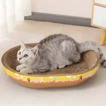 Load image into Gallery viewer, Multifunctional Oval Cat Scratching Board and Lounging Corrugated Cardboard Bed