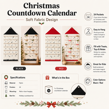 Load image into Gallery viewer, Fabric Advent Calendar with 24 Numbered Pockets and Wall Hanging Loop