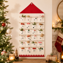 Load image into Gallery viewer, Fabric Advent Calendar with 24 Numbered Pockets and Wall Hanging Loop