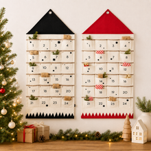 Load image into Gallery viewer, Fabric Advent Calendar with 24 Numbered Pockets and Wall Hanging Loop