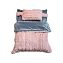 Load image into Gallery viewer, Plush Pet Bed with Faux Rabbit Fur and Matching Pillow, Removable Blanket
