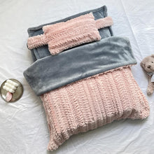 Load image into Gallery viewer, Plush Pet Bed with Faux Rabbit Fur and Matching Pillow, Removable Blanket