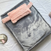 Load image into Gallery viewer, Plush Pet Bed with Faux Rabbit Fur and Matching Pillow, Removable Blanket