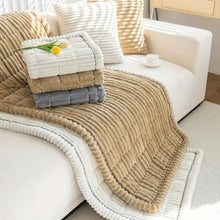 Load image into Gallery viewer, Plush Couch Cover with Pleated Edges, Thick Flannel Fabric