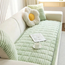 Load image into Gallery viewer, Plush Couch Cover with Pleated Edges, Thick Flannel Fabric