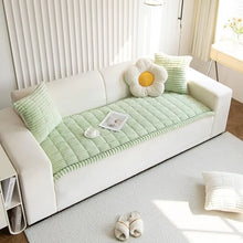 Load image into Gallery viewer, Plush Couch Cover with Pleated Edges, Thick Flannel Fabric