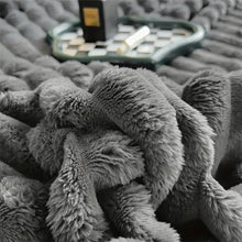 Load image into Gallery viewer, Plush Striped Throw Blanket Textured Faux Fur