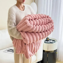 Load image into Gallery viewer, Plush Striped Throw Blanket Textured Faux Fur