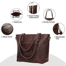 Load image into Gallery viewer, Portland Buffalo Leather Tote Bag, Brown Full Grain
