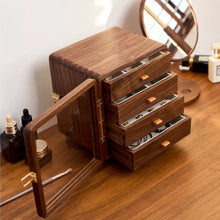 Load image into Gallery viewer, Black Walnut 360 Rotating Dual Sided Jewelry Box Organizer