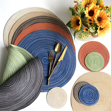 Load image into Gallery viewer, Ramie Coasters and Placemats Set for Bowls and Cups