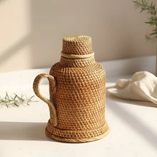 Load image into Gallery viewer, 34oz. Insulated Rattan Thermos Jug for Hot and Cold Drinks