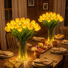 Load image into Gallery viewer, Light Up Tulip Bouquet with Ten Glowing Blooms Battery Powered in Yellow Blue Pink Or Red