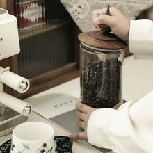 Load image into Gallery viewer, Medieval Retro Glass Canister with Walnut Lid