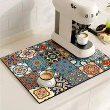 Load image into Gallery viewer, Retro Tile Design Absorbent Coffee Drying Mat