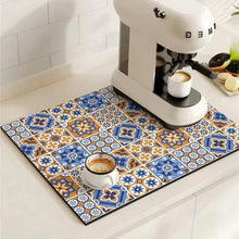 Load image into Gallery viewer, Retro Tile Design Absorbent Coffee Drying Mat