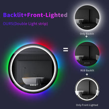 Load image into Gallery viewer, Large Round Lighted Bathroom Mirror, RGB Color Changing LED Anti-Fog Backlit Mirror