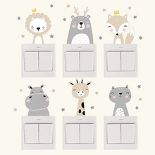 Load image into Gallery viewer, Boho Animal Smile Wall Switch Stickers Set for Kids and Nursery Rooms