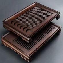 Load image into Gallery viewer, Carbonized Bamboo Rectangular Tea Tray with Drainage for Traditional Tea Ceremony