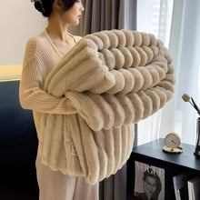 Load image into Gallery viewer, Luxurious Faux Rabbit Fur Plush Throw Blanket - Perfectly Warm and Soft for Your Home