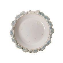 Load image into Gallery viewer, Vintage Blue Ceramic Deep Plate with Leaf Pattern for Pasta Desserts and Everyday Dining