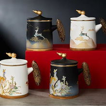 Load image into Gallery viewer, Ceramic Tea Filter Mug with Lid and Large Capacity for Home or Office