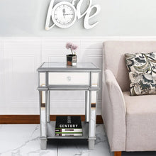 Load image into Gallery viewer, Mirrored Nightstand, Modern Bedside Table with Drawer, Silver Glass End Table for Bedroom