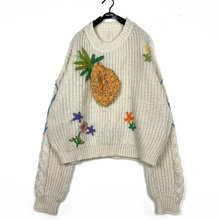 Load image into Gallery viewer, Vintage Japanese 3D Floral Embroidered Soft Knit Sweater
