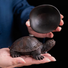 Load image into Gallery viewer, Purple Clay Turtle Tea Pet and Filter for Tea Ceremony