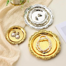 Load image into Gallery viewer, Retro Luxury Silver Plated Dessert Tray and Decorative Plate for Cakes, Fruits, Snacks, and Jewelry