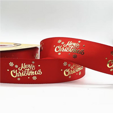 Load image into Gallery viewer, Christmas Printed Polyester Ribbon for Handmade Decoration and Gift Wrapping, 15ft x 1in