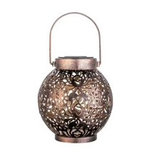 Load image into Gallery viewer, Outdoor Solar LED Lantern Light with Hollow Wrought Iron Design for Garden and Yard Decoration